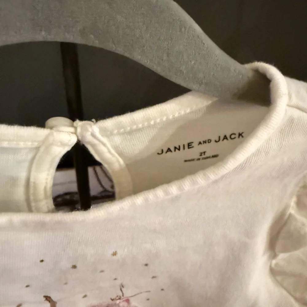 Janie and Jack • 2T • Long Ruffle Sleeve Ballerina Tee with appliqué detail - Picture 5 of 8
